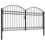 Cancela de valla doble puerta con arco 300x150 cm acero negro