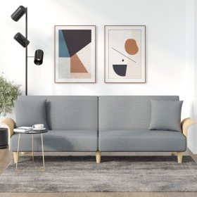 Sofá cama con reposabrazos tela gris claro Sofá cama con reposabrazos tela gris claro