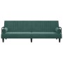 Sofá cama con reposabrazos terciopelo verde oscuro