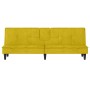 Sofá cama con portavasos terciopelo amarillo