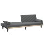 Sofá cama con reposabrazos tela gris oscuro