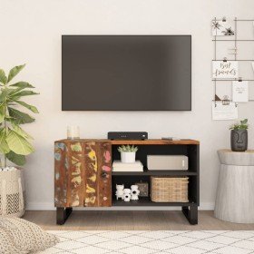 Mueble de TV madera reciclada y madera contrachapada 80x33x46cm Mueble de TV madera reciclada y madera contrachapada 80x33x46cm