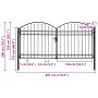 Cancela de valla doble puerta con arco 300x150 cm acero negro