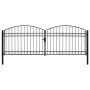 Cancela de valla doble puerta con arco 400x125 cm acero negro