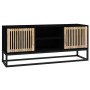 Mueble de TV hierro y madera contrachapada negro 105x30x45 cm en Muebles TV | Comprar online en Foro24