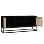 Mueble de TV hierro y madera contrachapada negro 105x30x45 cm en Muebles TV | Comprar online en Foro24