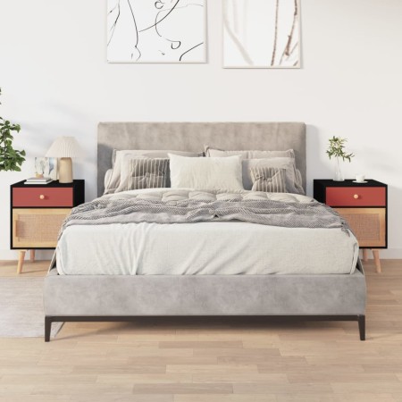 Mesitas de noche 2 uds madera contrachapada negro 40x30x55 cm en Mesitas de noche | Comprar online en Foro24