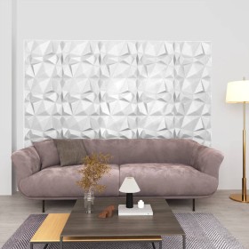 Paneles de pared 3D 48 unidades blanco diamante 12 m² 50x50 cm