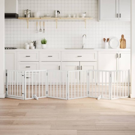 Puerta para perros plegable 3 paneles madera álamo blanca 300cm en Casetas y cercados para perros | Comprar online en Foro24