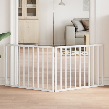 Puerta para perros plegable de 2 paneles, madera de álamo, blanca, 160 cm en Casetas y cercados para perros | Comprar online en 