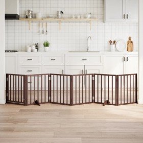 Puerta para perros plegable 6 paneles madera álamo marrón 300cm Puerta para perros plegable 6 paneles madera álamo marrón 300cm