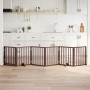 Puerta para perros plegable 6 paneles madera álamo marrón 300cm