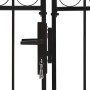 Cancela de valla doble puerta con arco 400x125 cm acero negro