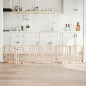 Puerta para perros plegable 6 paneles madera de álamo 300 cm