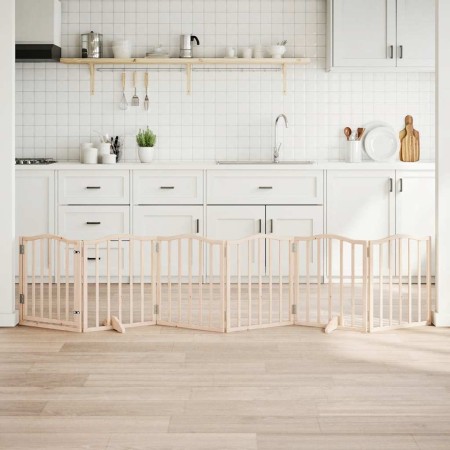 Puerta para perros plegable 6 paneles madera de álamo 300 cm