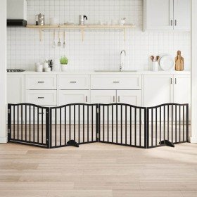 Puerta para perros con puerta plegable de 4 paneles, color