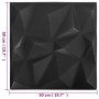 Paneles de pared 3D 24 unidades negro diamante 6 m² 50x50 cm