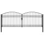 Cancela de valla doble puerta con arco 400x150 cm acero negro