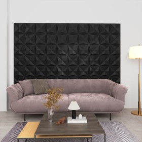 Paneles de pared 3D 48 unidades negro origami 12 m² 50x50 cm