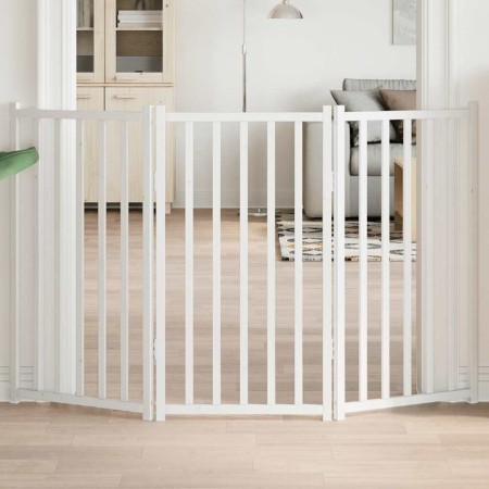 Puerta de perros plegable 3 paneles madera abeto blanco 150 cm