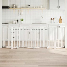 Puerta de perros plegable 6 paneles madera abeto blanco 300 cm