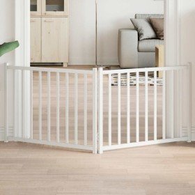 Puerta de perros plegable 2 paneles madera abeto blanco 160 cm