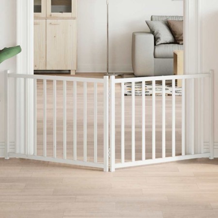 Puerta de perros plegable 2 paneles madera abeto blanco 160 cm