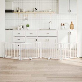 Puerta de perros plegable 4 paneles madera abeto blanco 320 cm