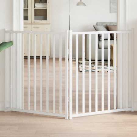 Puerta de perros plegable 2 paneles madera abeto blanco 160 cm