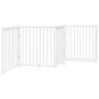 Puerta de perros plegable 4 paneles madera abeto blanco 320 cm en Casetas y cercados para perros | Comprar online en Foro24