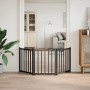 Puerta de perros plegable 3 paneles madera abeto negro 150 cm