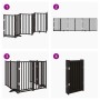 Puerta de perros plegable 6 paneles madera abeto negra 300 cm en Casetas y cercados para perros | Comprar online en Foro24