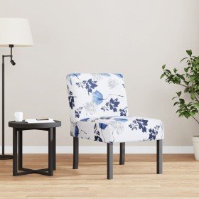 Silla tapizada de tela con estampado de flores azul en Sillones | Comprar online en Foro24