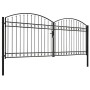 Cancela de valla doble puerta con arco 400x175 cm acero negro