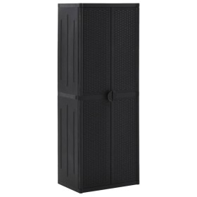 Garden storage cabinet in black PP rattan 65x45x172 cm by vidaXL, Lockers and storage cabinets - Ref: Foro24-151238, Price: 3...