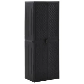 Garden storage cabinet in black PP rattan 65x45x172 cm by vidaXL, Lockers and storage cabinets - Ref: Foro24-151238, Price: 3...