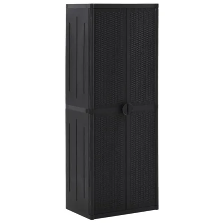 Garden storage cabinet in black PP rattan 65x45x172 cm by vidaXL, Lockers and storage cabinets - Ref: Foro24-151238, Price: 3...
