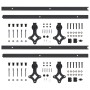 Kit de herrajes de puertas correderas acero negro 2 uds 183 cm