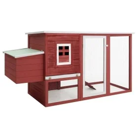 Hühnerstall mit 1 rotem Eierkäfig aus Holz von vidaXL, Käfige und Lebensräume für Kleintiere - Ref: Foro24-170848, Preis: 226...