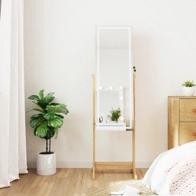 Espejo de pie con joyero y luces LED