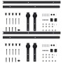 Kit de herrajes de puertas correderas acero negro 2 uds 183 cm