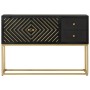 Aparador de madera maciza de mango negro y dorado 110x30x75 cm