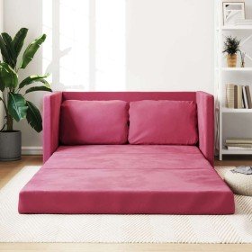 Sofá cama de suelo 2 en 1 terciopelo rojo tinto 122x204x55 cm Sofá cama de suelo 2 en 1 terciopelo rojo tinto 122x204x55 cm