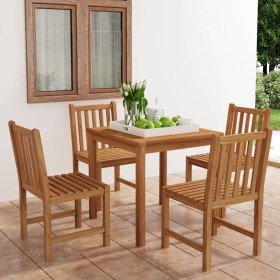 Conjunto de comedor de jardín de 5 piezas, 80 x 80 cm, madera