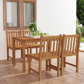 Conjunto de comedor de jardín de 5 piezas, 120 x 70 cm, madera