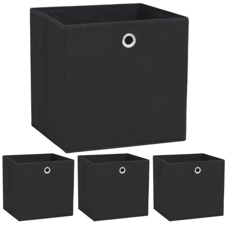 Storage boxes 4 units non-woven textile 32x32x32 cm black by vidaXL, Storage baskets - Ref: Foro24-245745, Price: 24,54 €, Di...