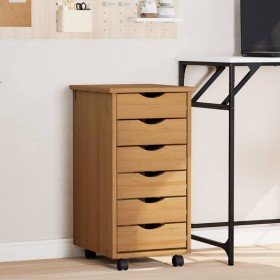 Cajonera con ruedas MOSS madera maciza pino marrón miel