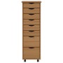 Cajonera con ruedas MOSS madera maciza pino marrón miel
