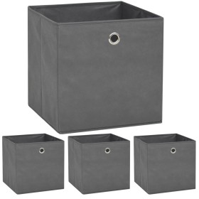Cajas de almacenaje 4 unidades textil no tejido 32x32x32cm gris