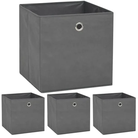 Aufbewahrungsboxen 4 Stück Vlies Textil 32x32x32cm grau von vidaXL, Aufbewahrungskörbe - Ref: Foro24-245747, Preis: 24,87 €, ...